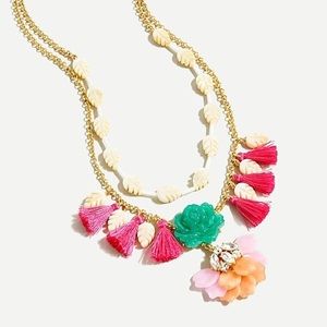 J.CREW Jungle flora layered tassel necklace